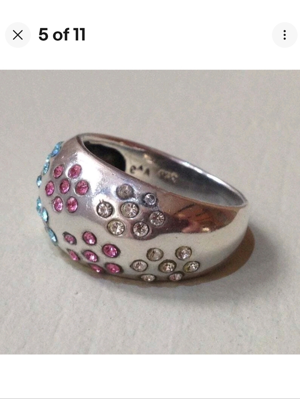 DAVID SIGAL FLORAL GEMSTONE STERLING SILVER DOME RING - Picture 5 of 10